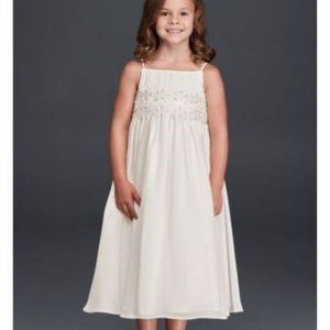 David's Bridal Ivory Beaded Spaghetti Strap Dress